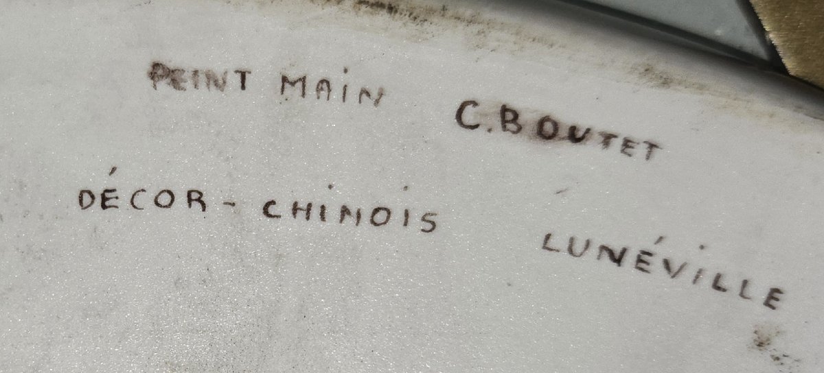 Luneville C. Boutet :  grand plat en faience décors Chinois-photo-7