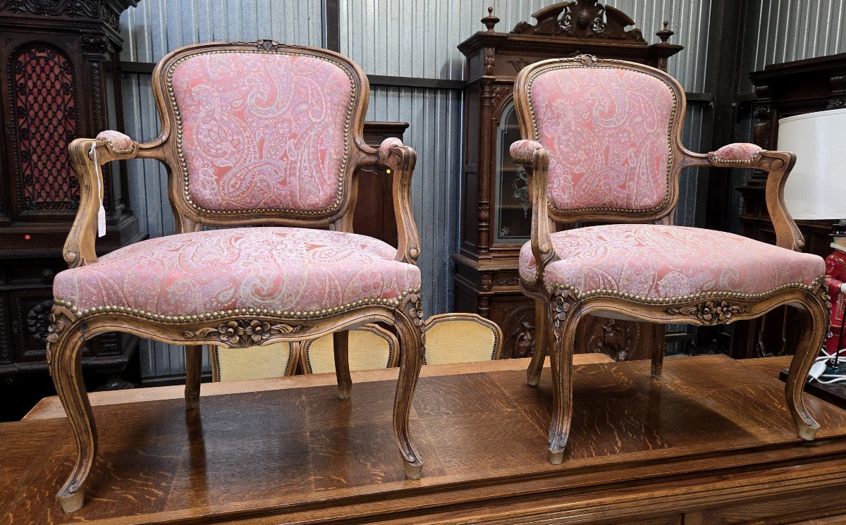 Pair Of Louis XV Style Cabriolet Armchairs-photo-1