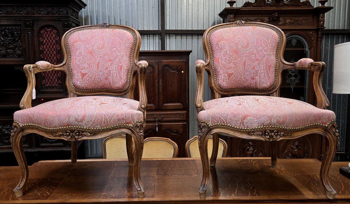 Pair Of Louis XV Style Cabriolet Armchairs-photo-2