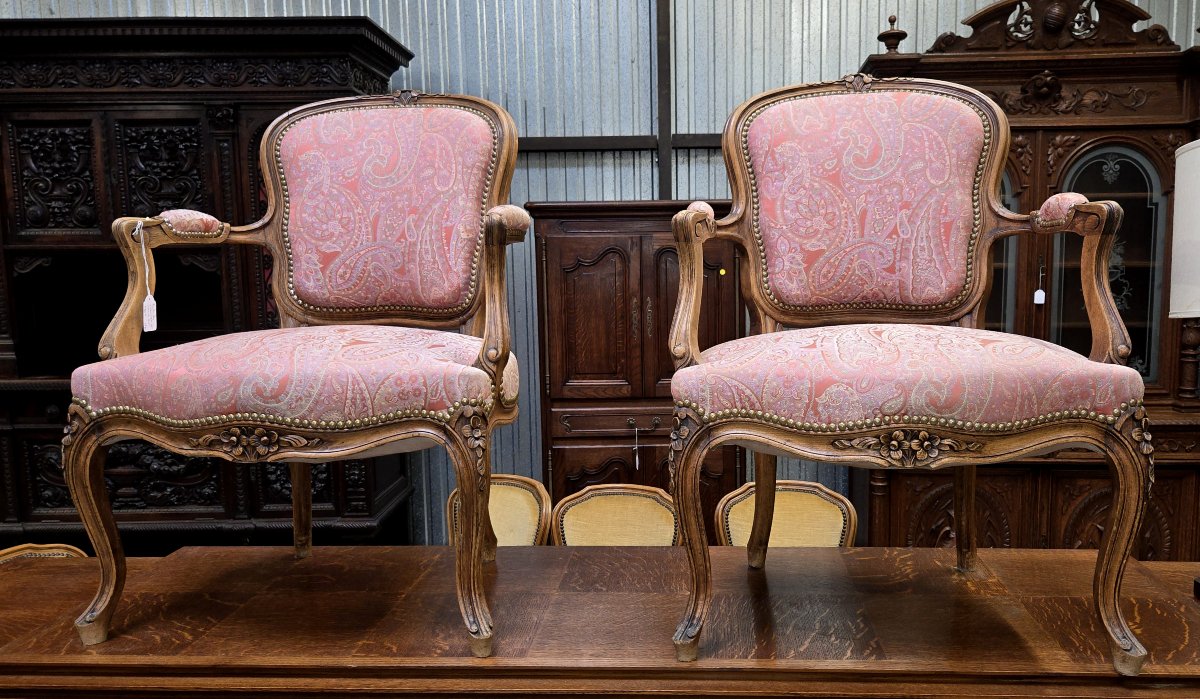 Pair Of Louis XV Style Cabriolet Armchairs-photo-3