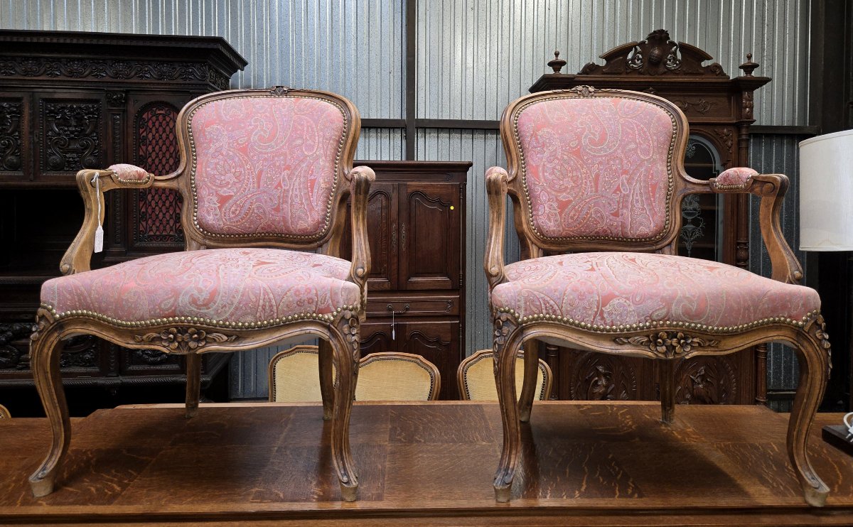 Pair Of Louis XV Style Cabriolet Armchairs-photo-4
