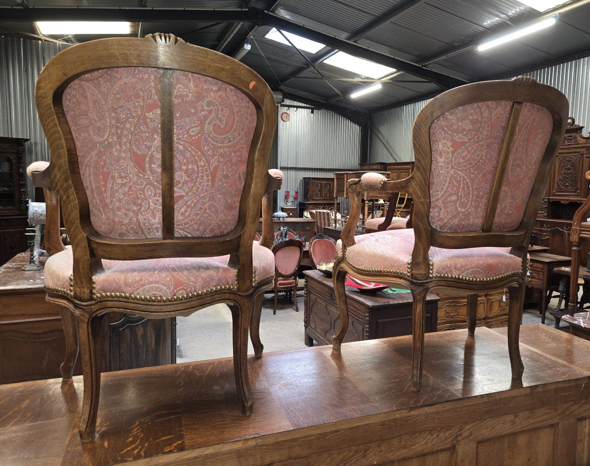 Pair Of Louis XV Style Cabriolet Armchairs-photo-5