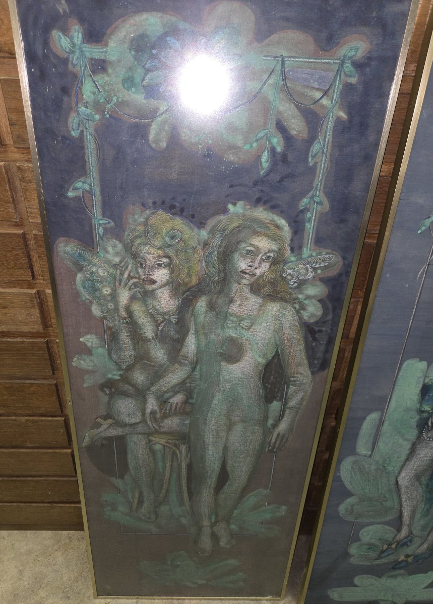 After Harold Gaze: 2 Large Oils On Panels -photo-4