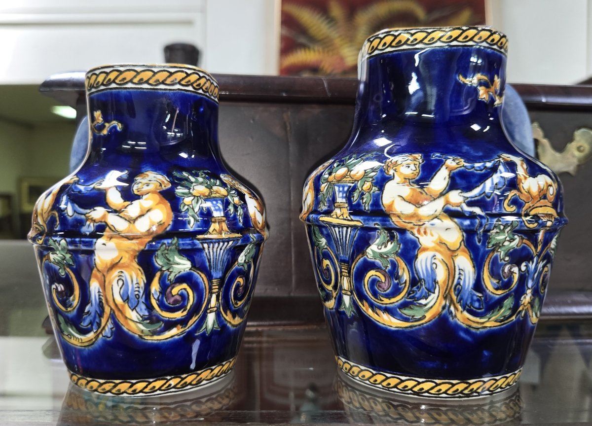 Gien Two Jugs With Renaissance Decorations-photo-6