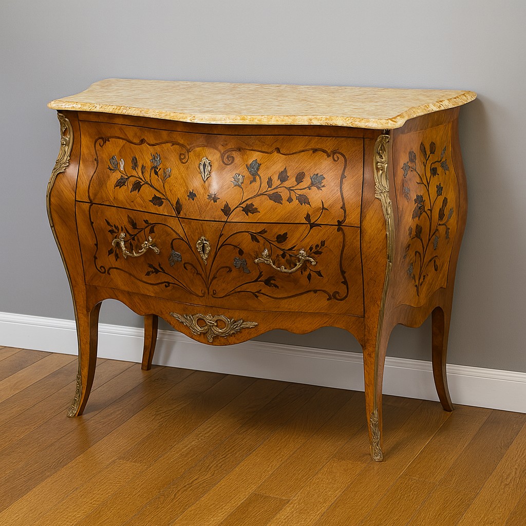 Louis XV Style Curved Ladies' Chest Of Drawers In Marquetry  