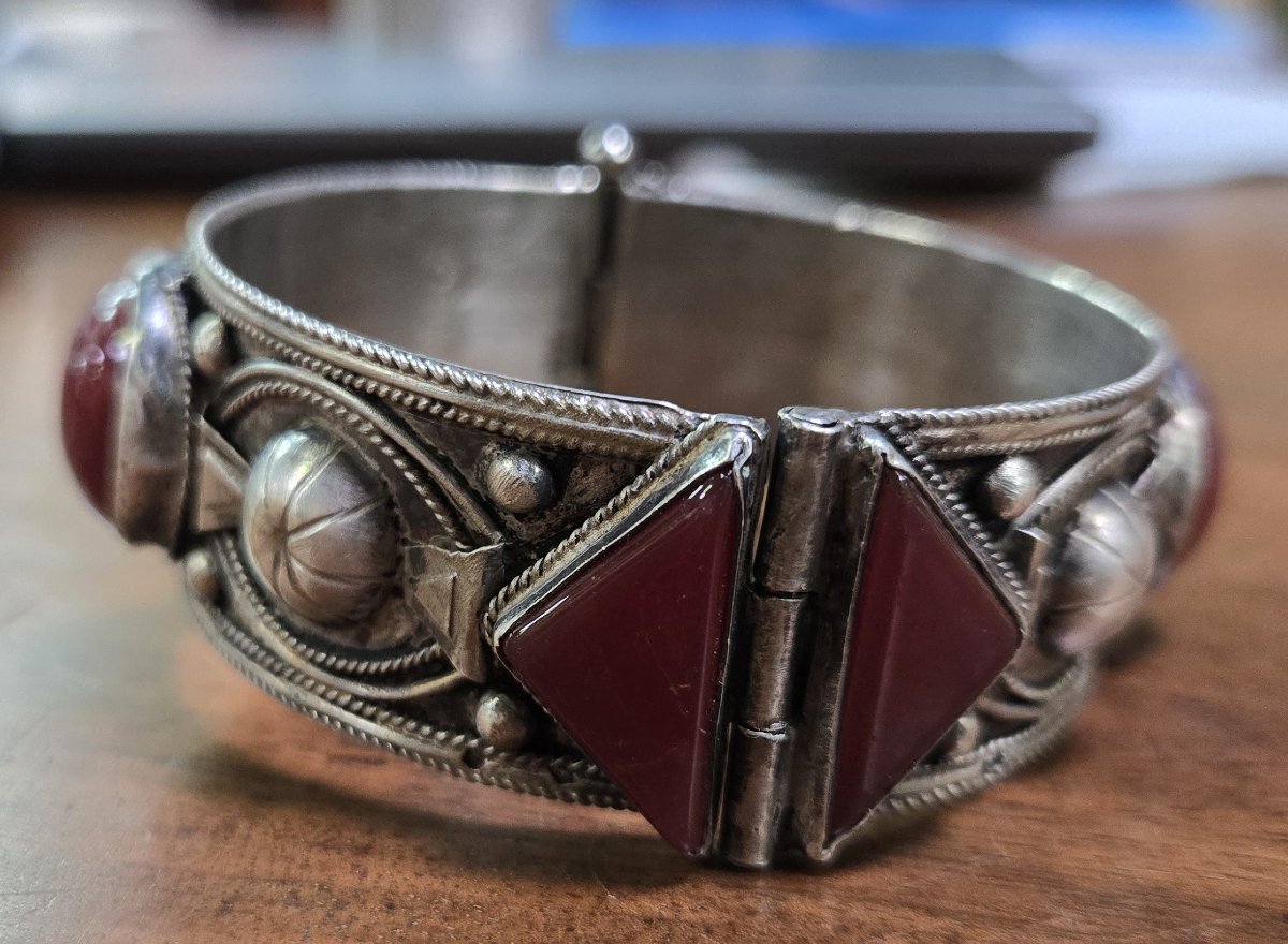 Bracelet bèrbére en argent et pierre-photo-3