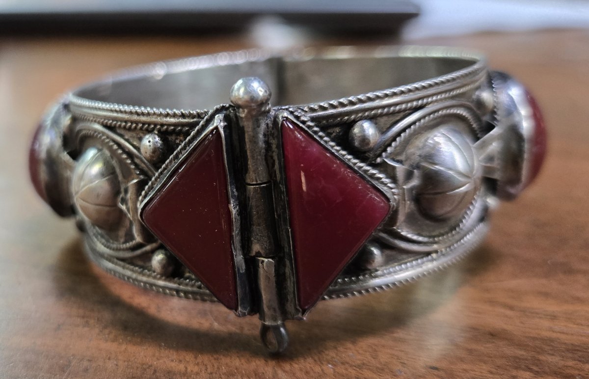 Bracelet bèrbére en argent et pierre-photo-4