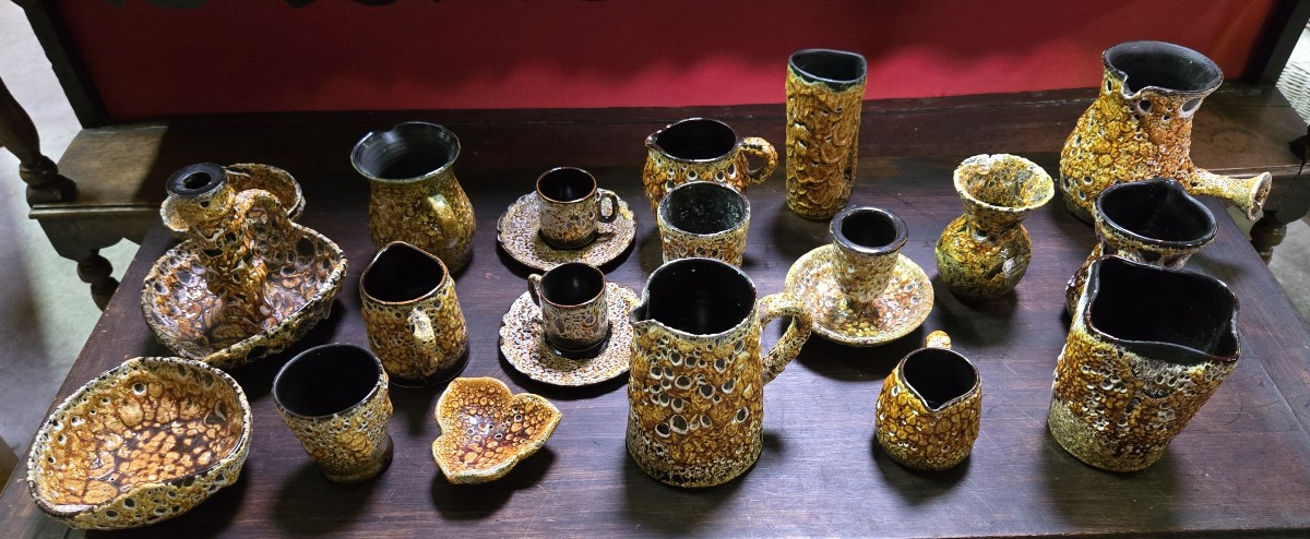 Large Batch Of Savoyard Ceramic Pieces With Honey Glaze