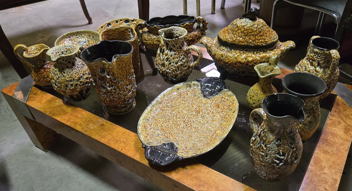 Large Batch Of Savoyard Ceramic Pieces With Honey Glaze-photo-7