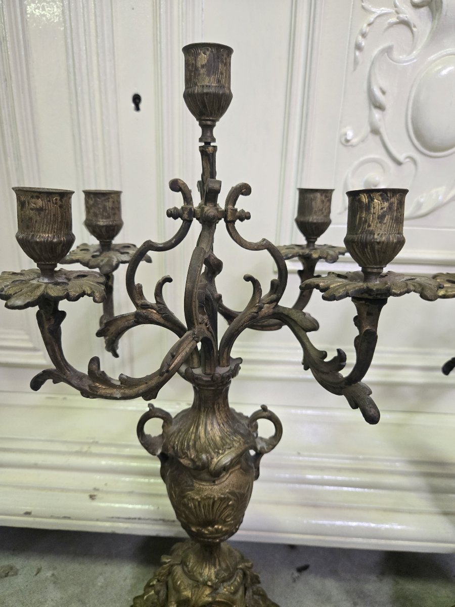 Important Pair Of Gilded Spelter Candlesticks-photo-5