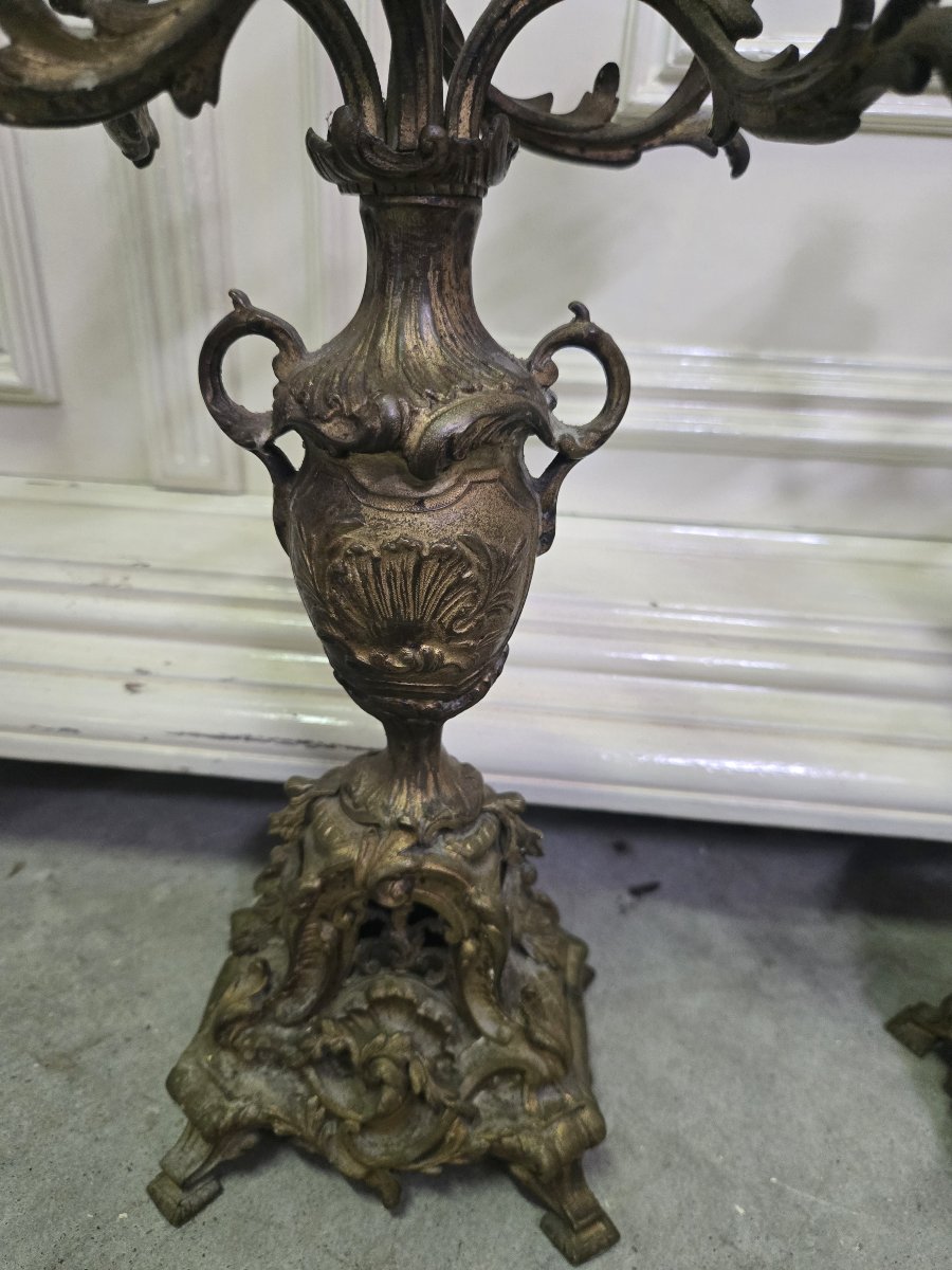 Important Pair Of Gilded Spelter Candlesticks-photo-6