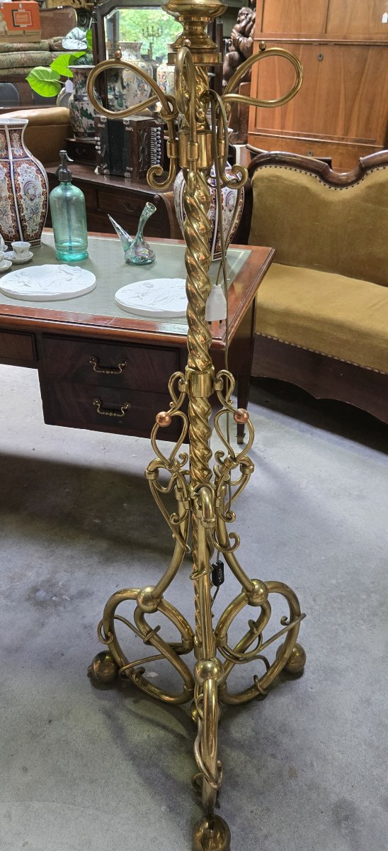 Very Important Floor Lamp In Bronze, Brass And Copper-photo-2