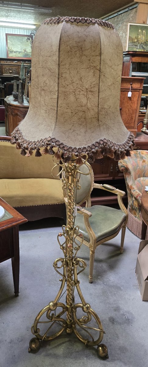 Very Important Floor Lamp In Bronze, Brass And Copper-photo-4