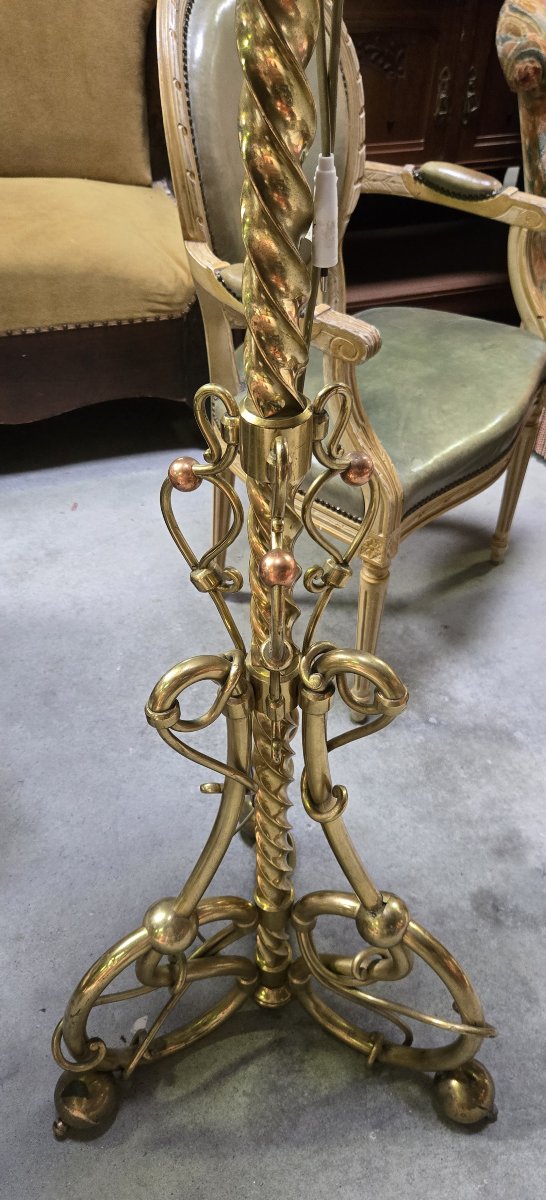 Very Important Floor Lamp In Bronze, Brass And Copper-photo-7