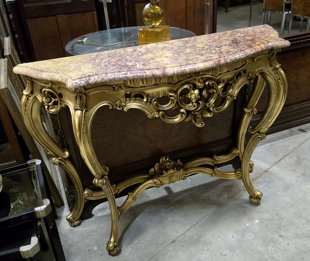 Console dorée style louis XV -photo-2