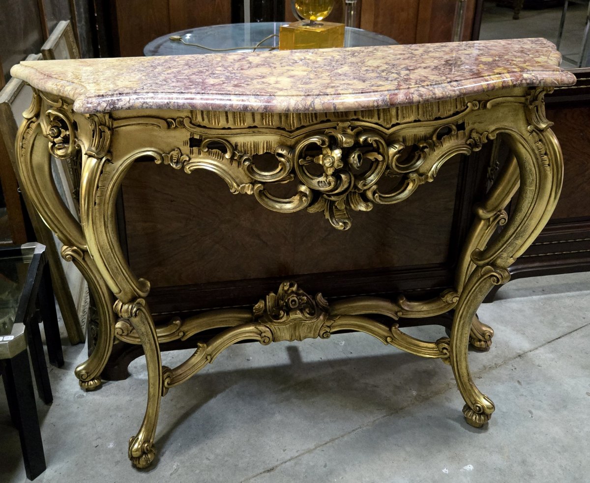 Console dorée style louis XV -photo-3