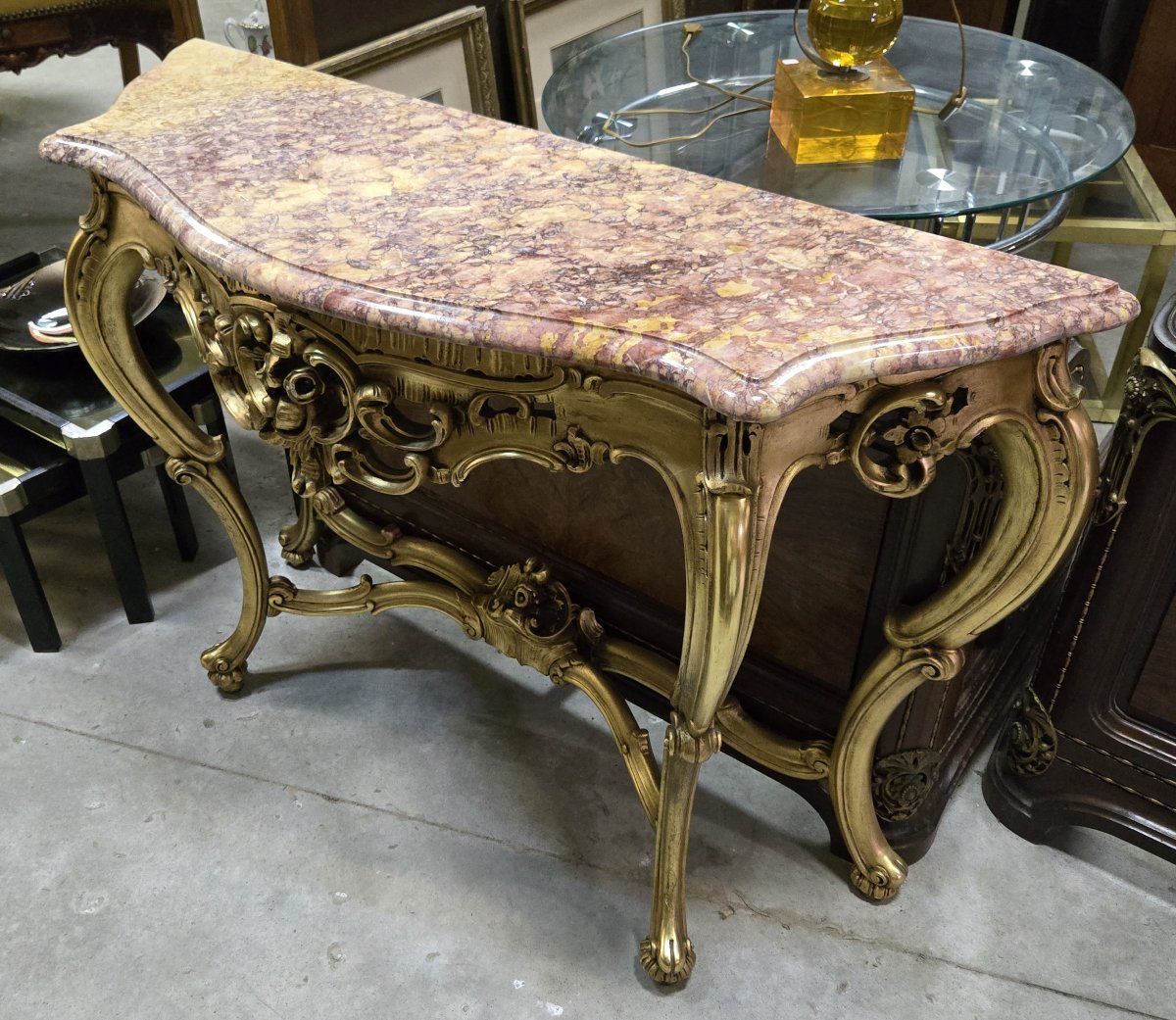 Console dorée style louis XV -photo-4