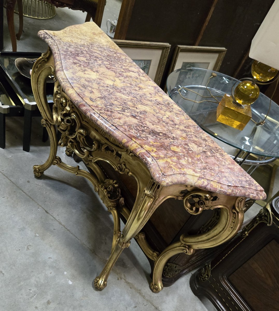 Console dorée style louis XV -photo-6