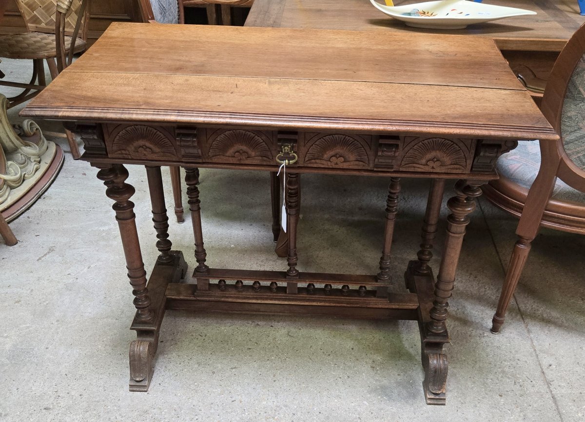 Bureau style Renaissance en noyer-photo-2