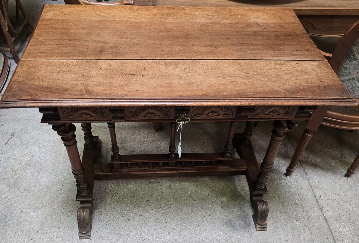 Bureau style Renaissance en noyer-photo-4