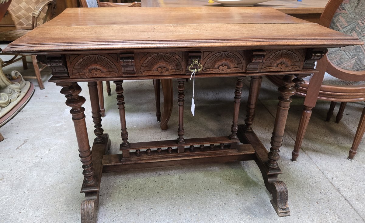 Bureau style Renaissance en noyer-photo-5