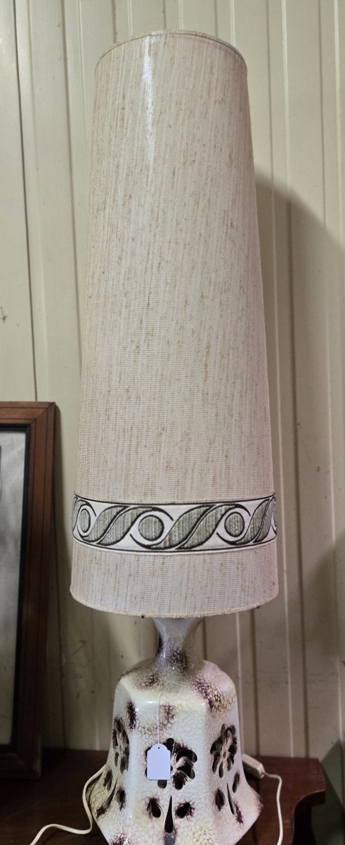Very Large Ceramic Lamp / Floor Lamp From The Art Deco Period-photo-5
