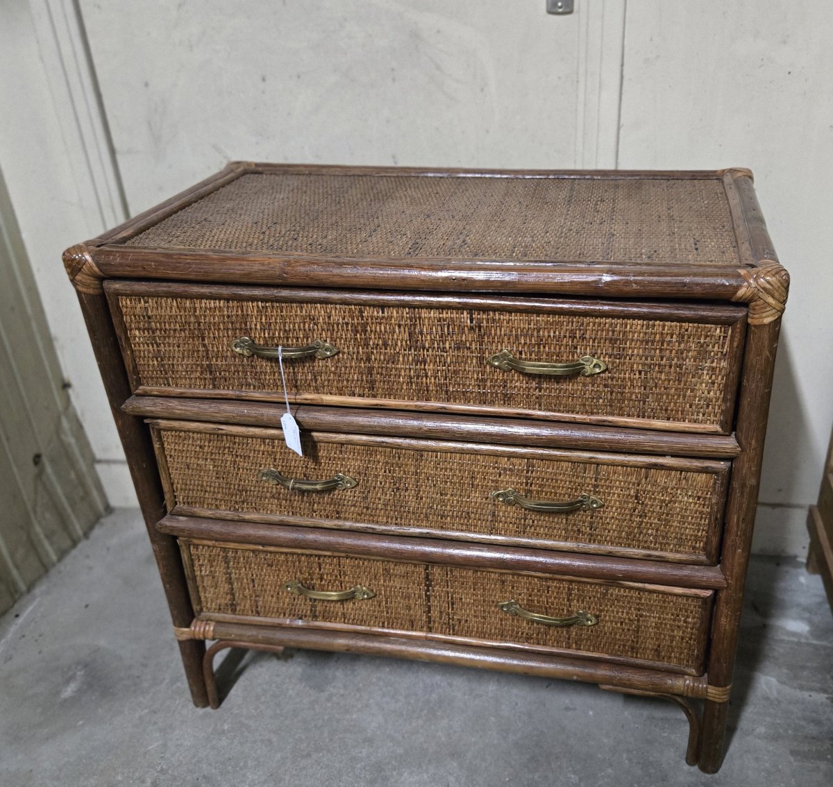 Vintage Rattan And Wicker Chest Of Drawers From The 70s/80s -photo-3