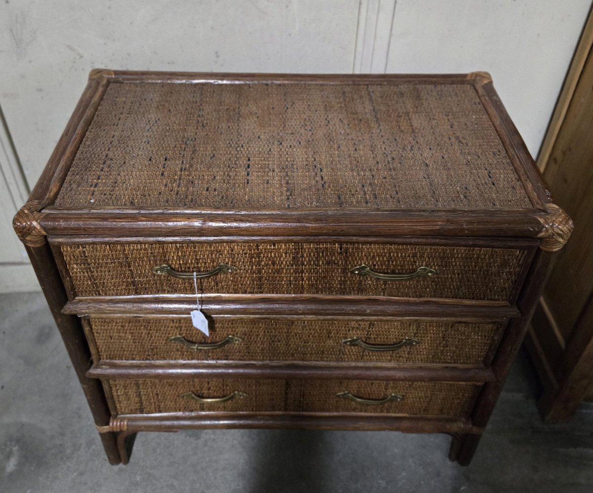 Vintage Rattan And Wicker Chest Of Drawers From The 70s/80s -photo-5
