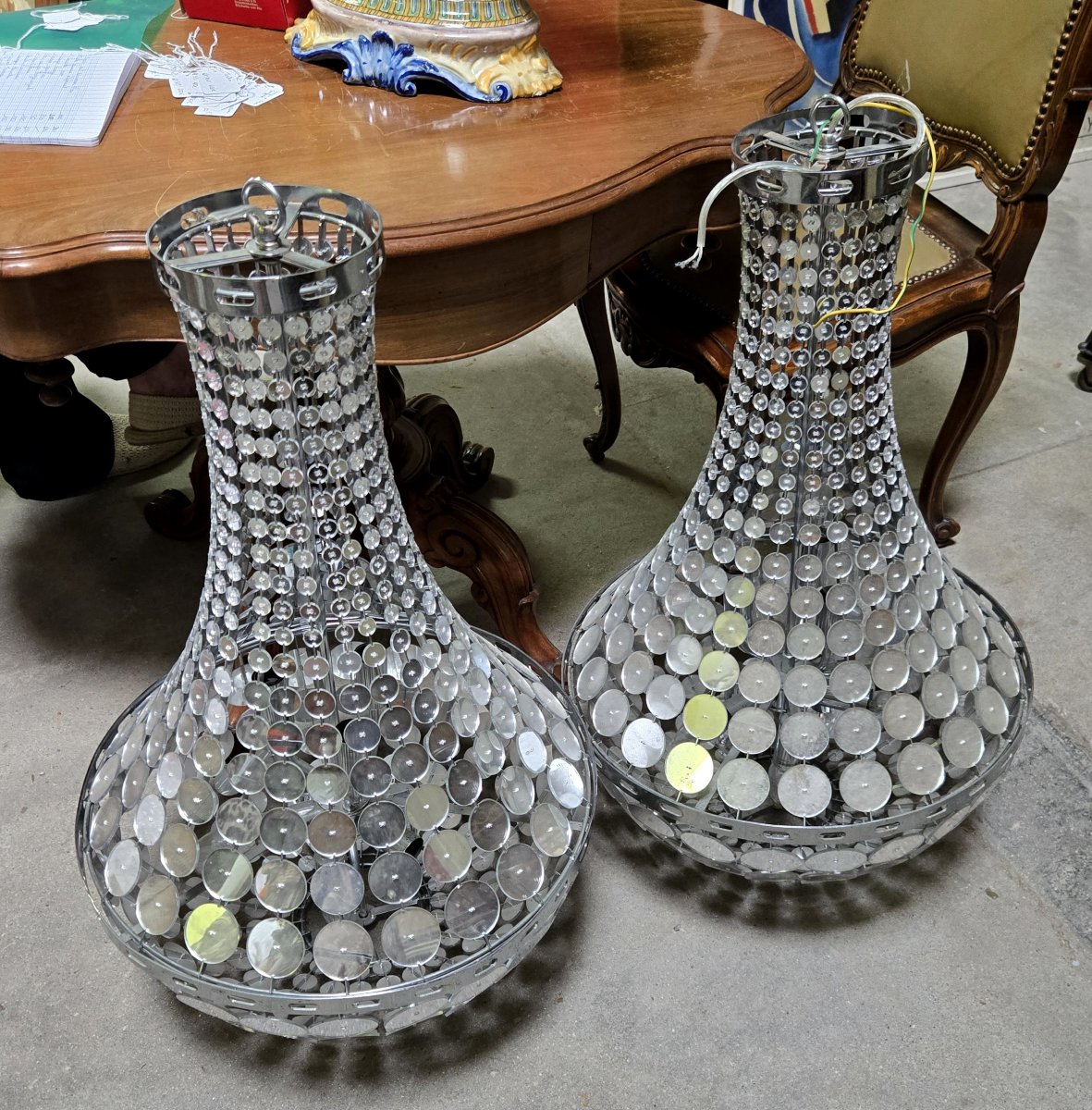Pair Of Hot Air Balloon Chandeliers From The End Of The 20th Century-photo-1