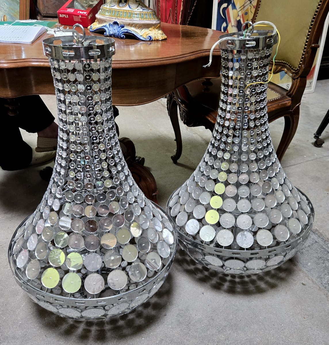 Pair Of Hot Air Balloon Chandeliers From The End Of The 20th Century-photo-2