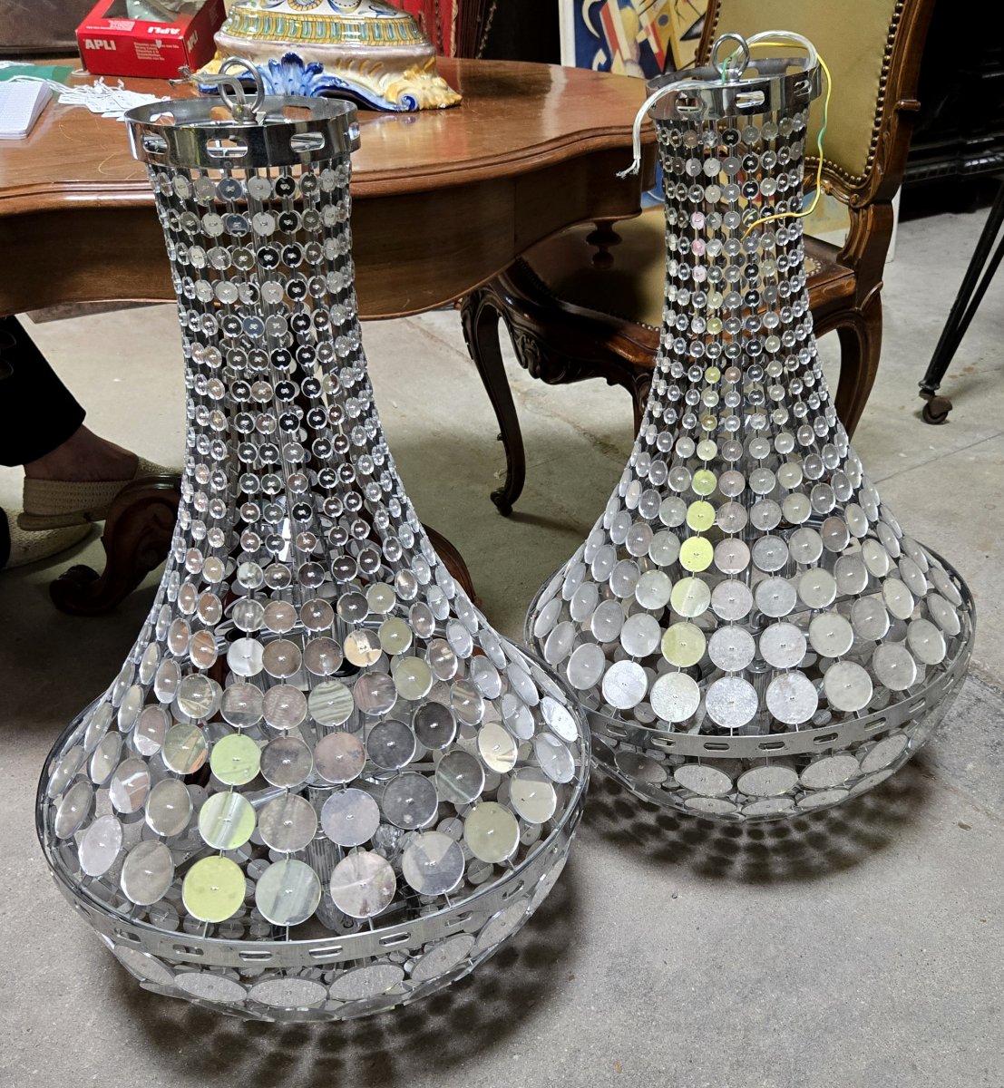 Pair Of Hot Air Balloon Chandeliers From The End Of The 20th Century-photo-3