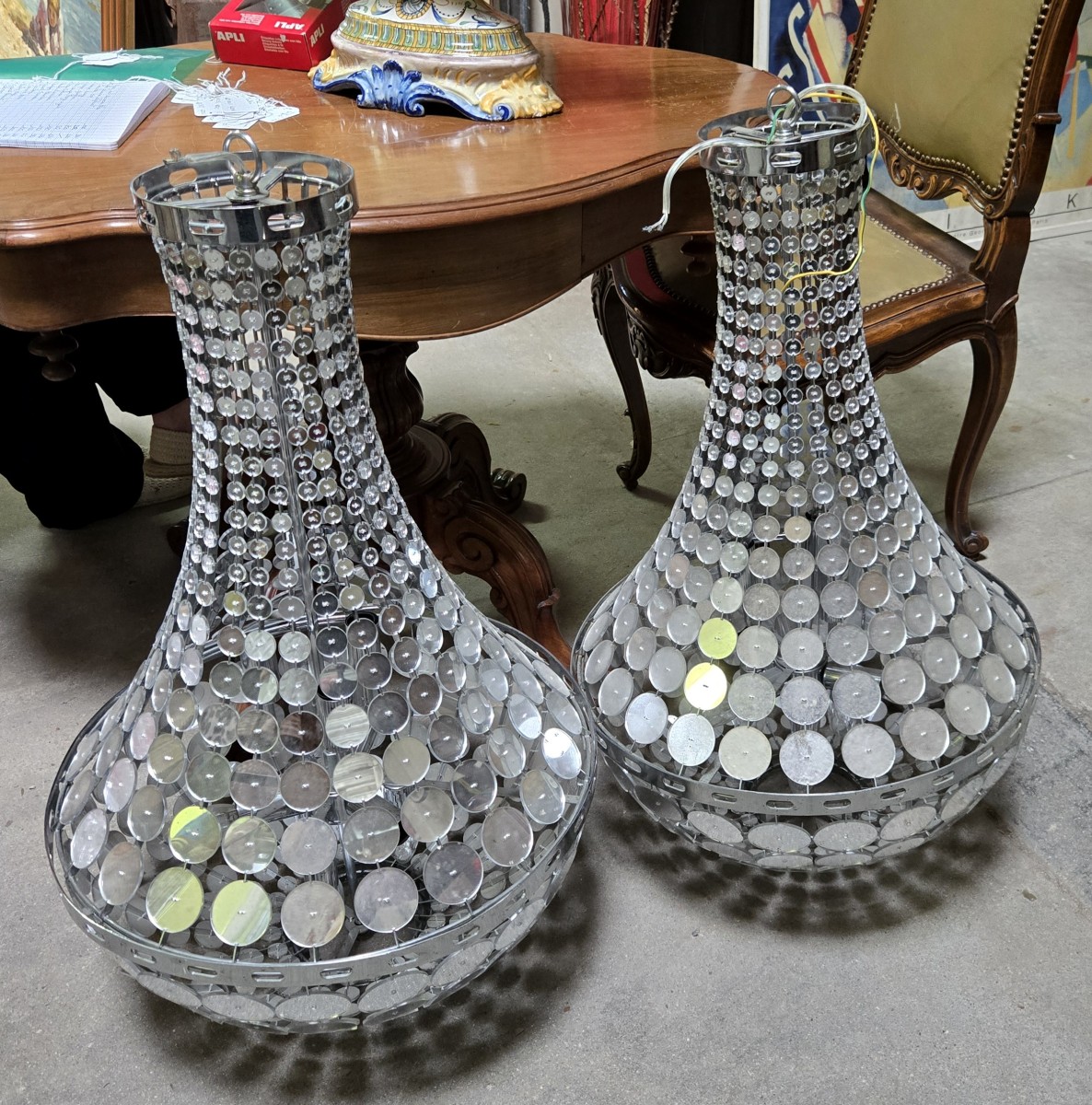 Pair Of Hot Air Balloon Chandeliers From The End Of The 20th Century