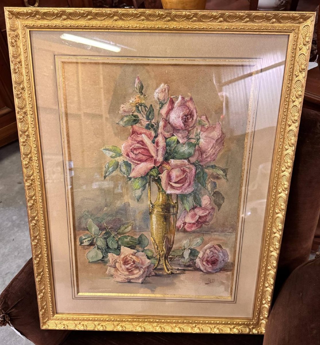 Aquarelle aux fleurs bien encadrée-photo-1