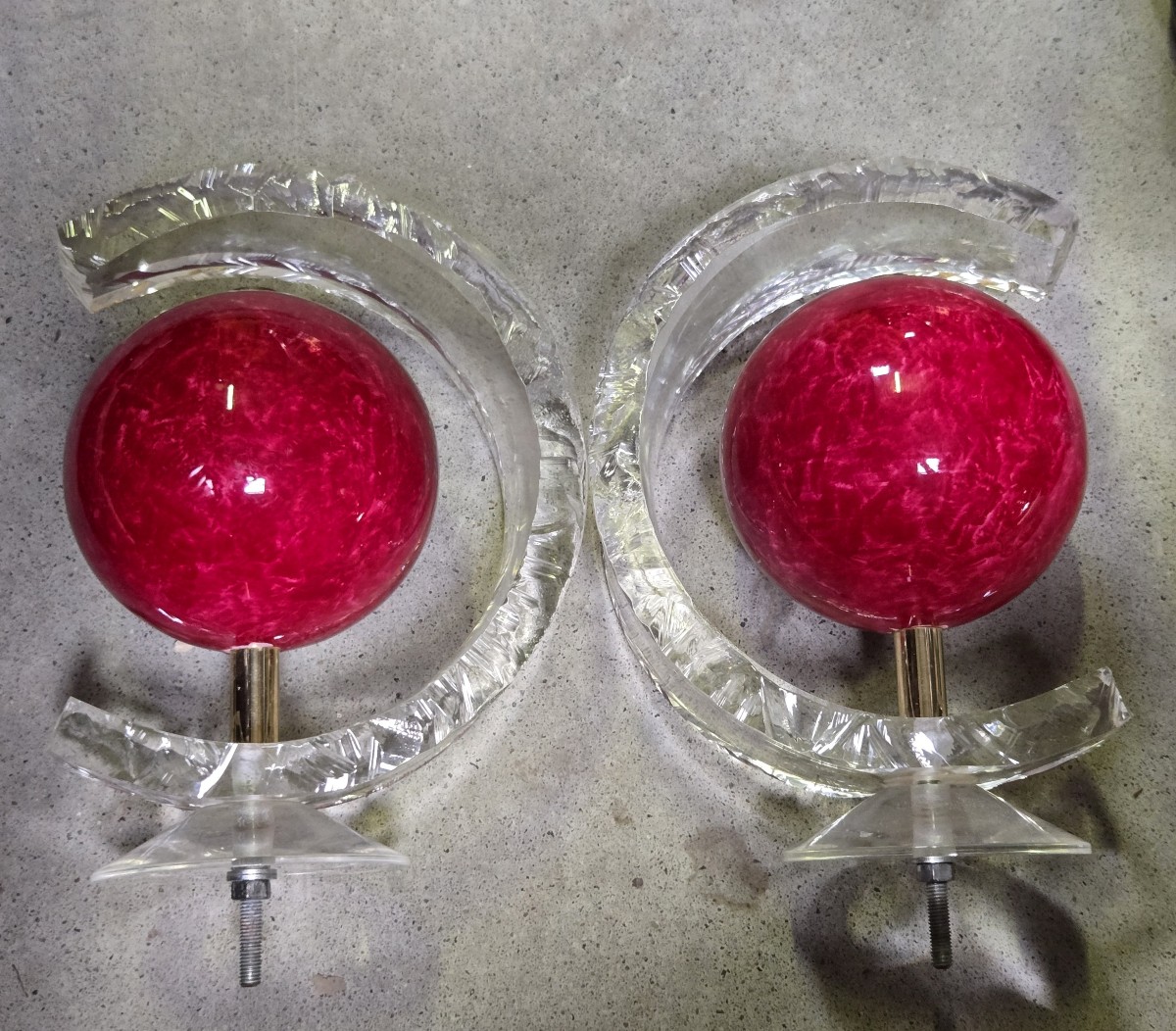 2 Modernist Design Balls That Were Used In An Apartment As Stair Balls