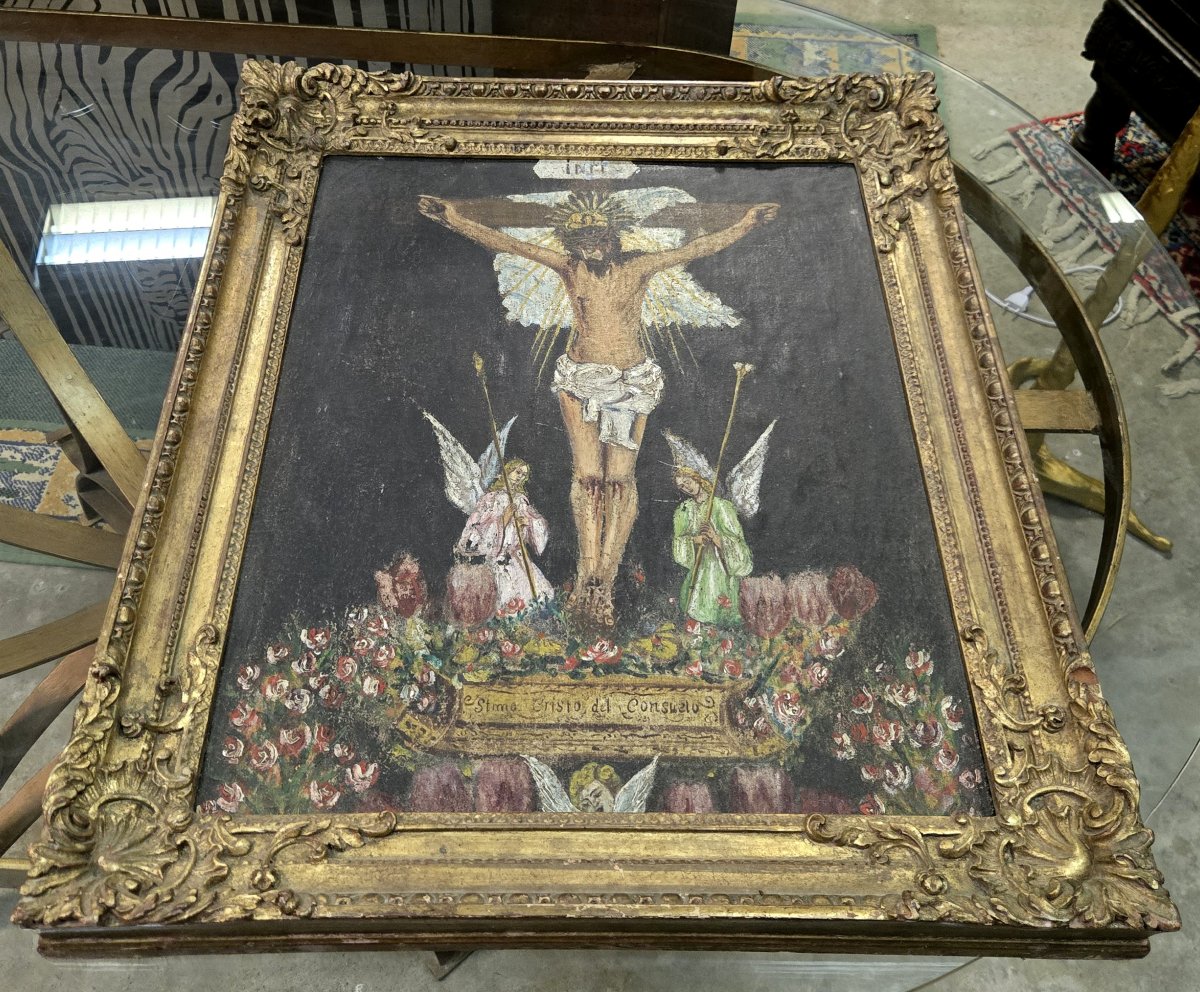 Cuzco School, Peru: Christ On The Cross / Oil On Canvas 18th Century-photo-6