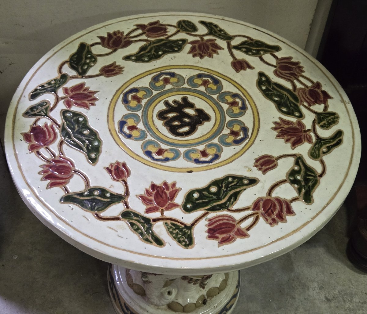 Asia 20th Century: Ceramic Elephant Table -photo-1