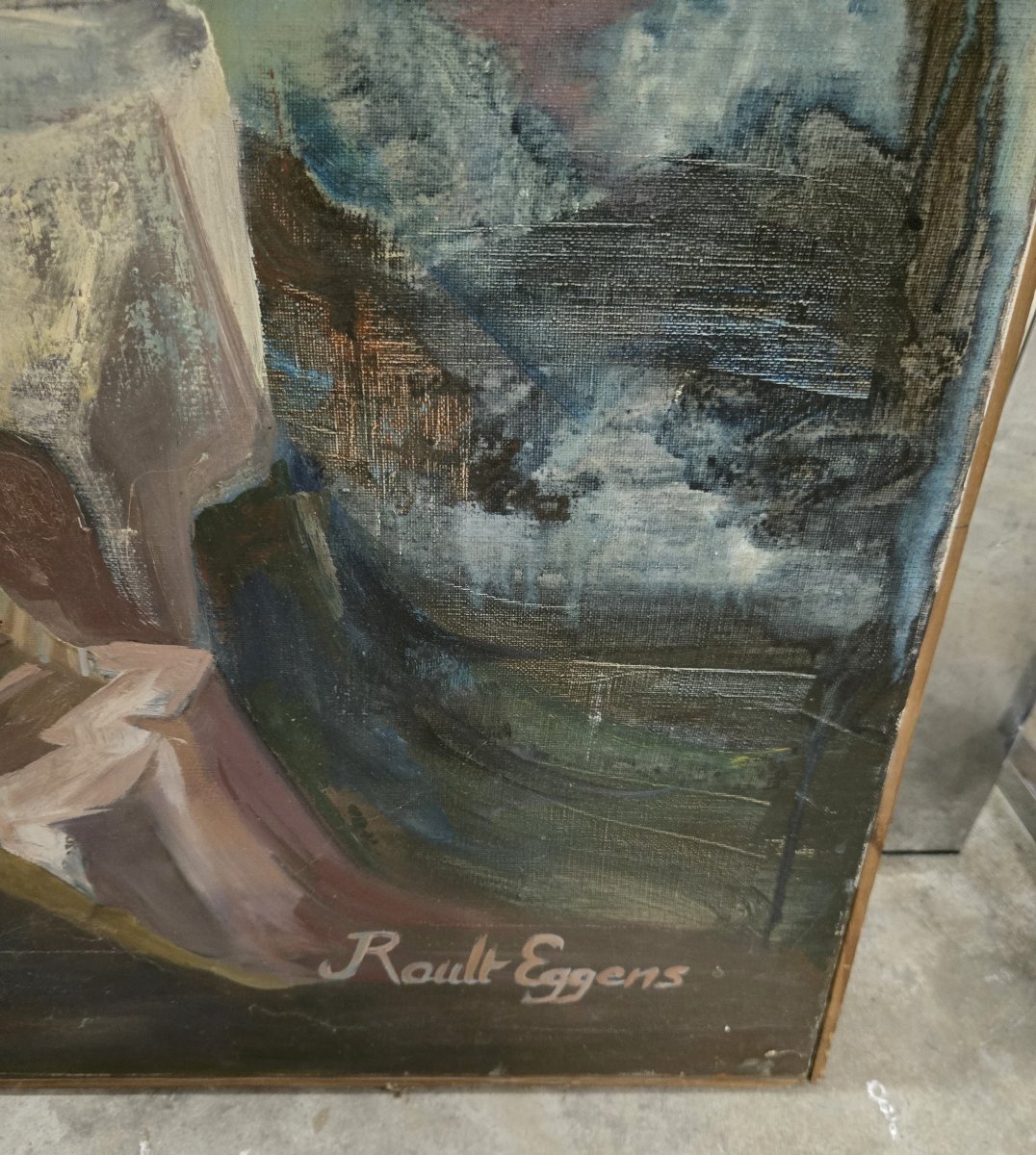 Rault Eggens: Huge Modernist Oil On Canvas -photo-2