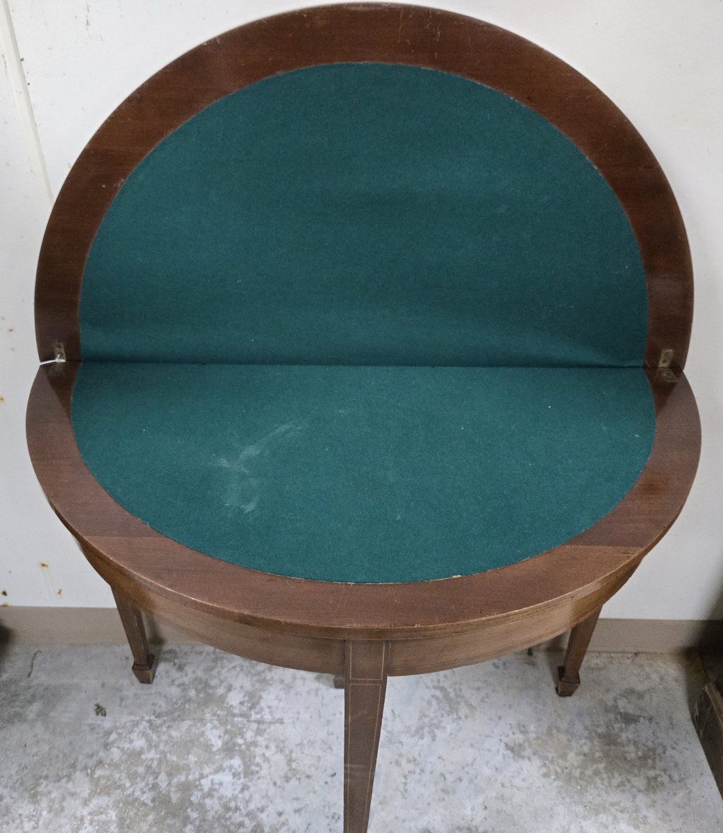 English Games Table In Mahogany With Marquetry Trim-photo-3