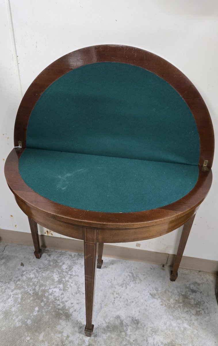 English Games Table In Mahogany With Marquetry Trim-photo-4