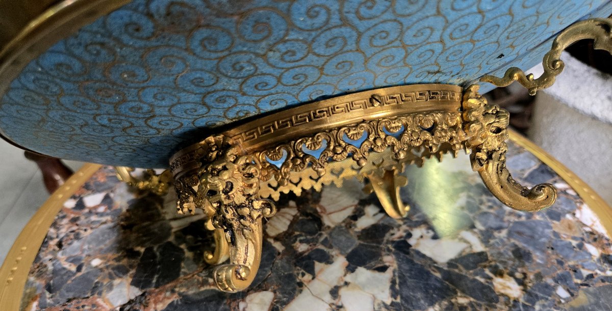 Asia 19th Century: Cloisonné Cup On Gilt Bronze Heel-photo-3