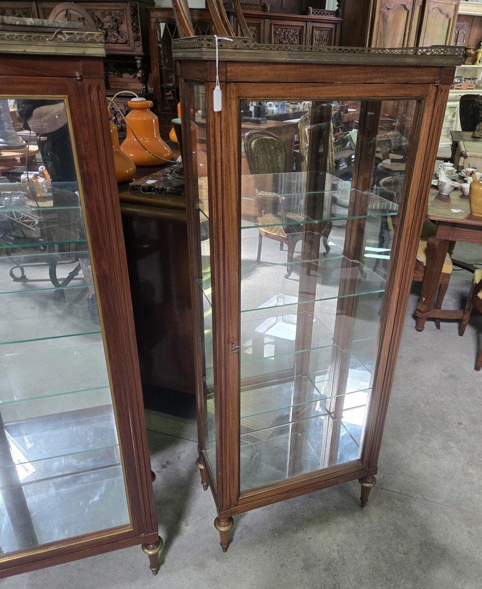 Paire de vitrines Parisiennes de style Louis XVI en acajou-photo-7