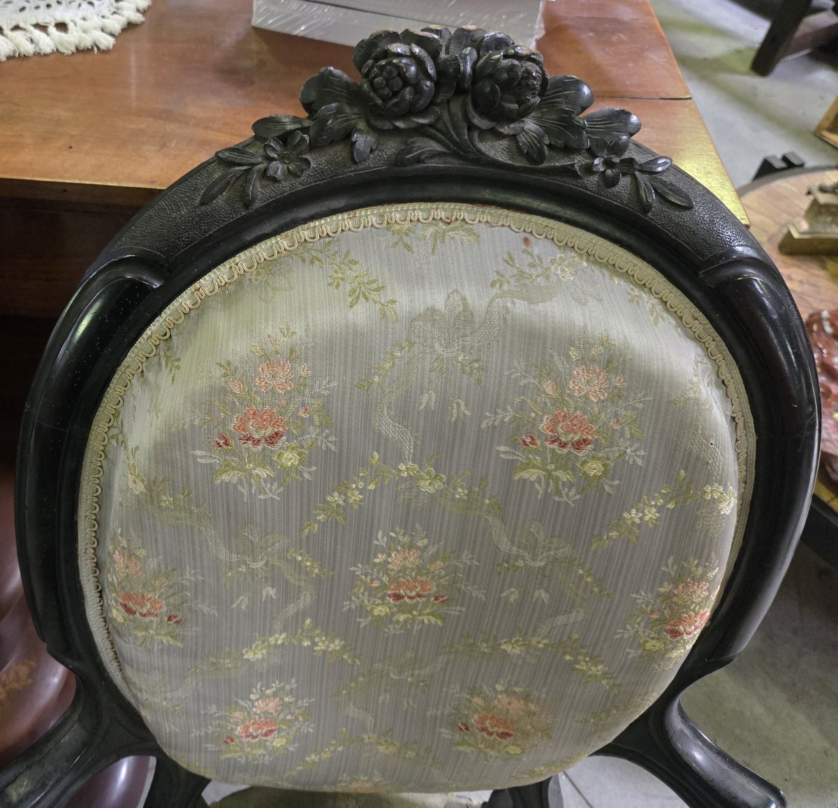 Pair Of Napoleon III Period Armchairs In Blackened Wood Circa 1850-photo-5