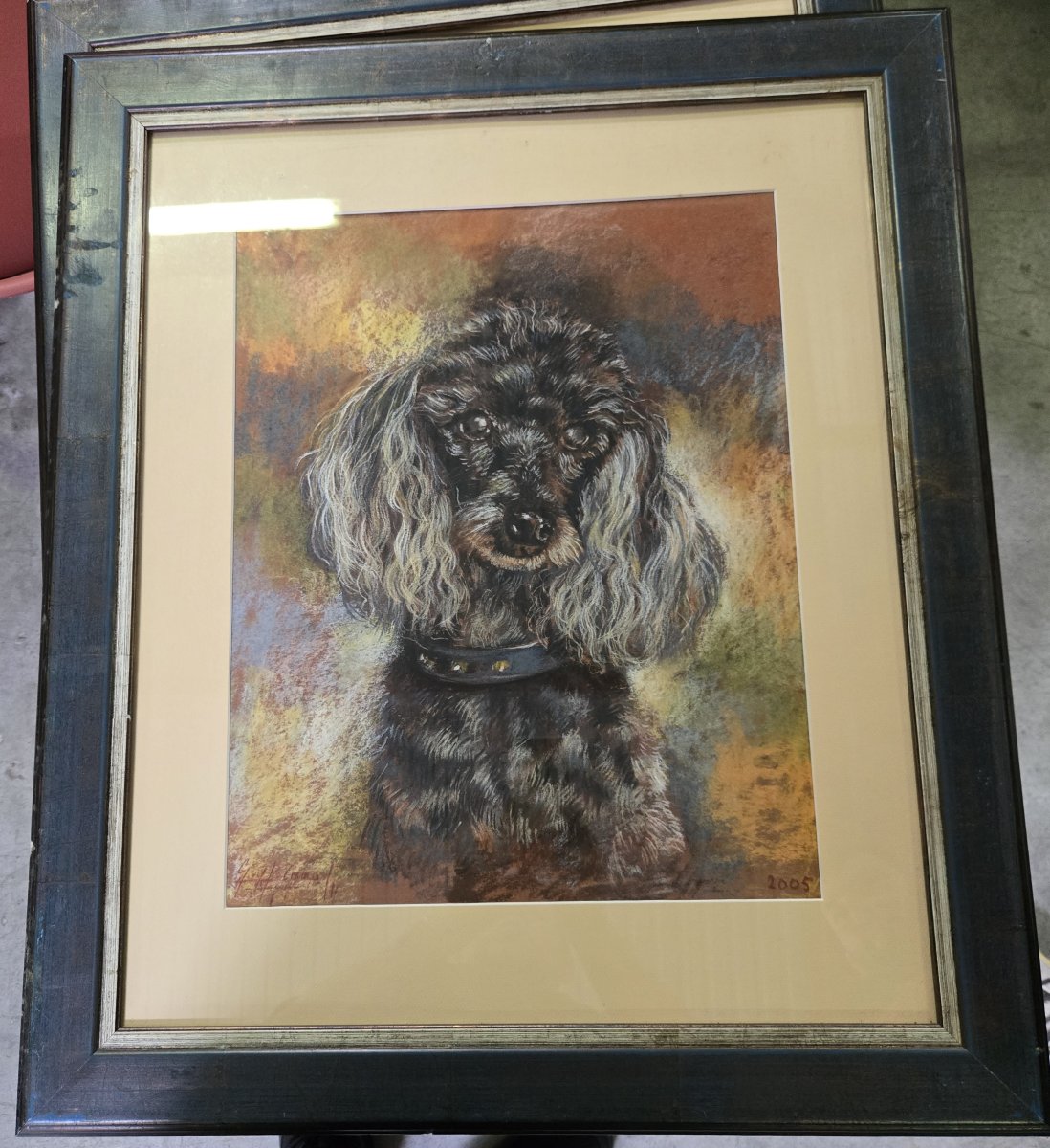 Guy Beraud 2005: Watercolor With Poodle Signed / Dated And Framed-photo-5