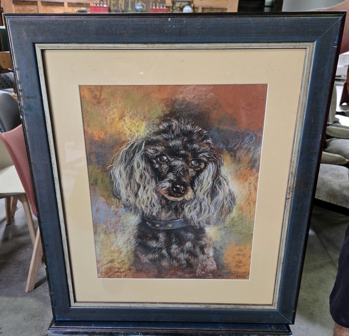 Guy Beraud 2005: Watercolor With Poodle Signed / Dated And Framed