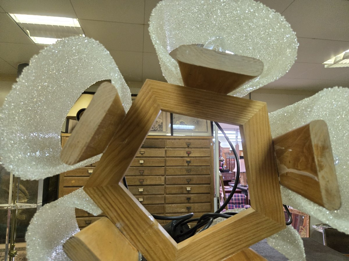 Scandinavian Teak And Perspex Chandelier From The 60s Vintage Design Decor -photo-4
