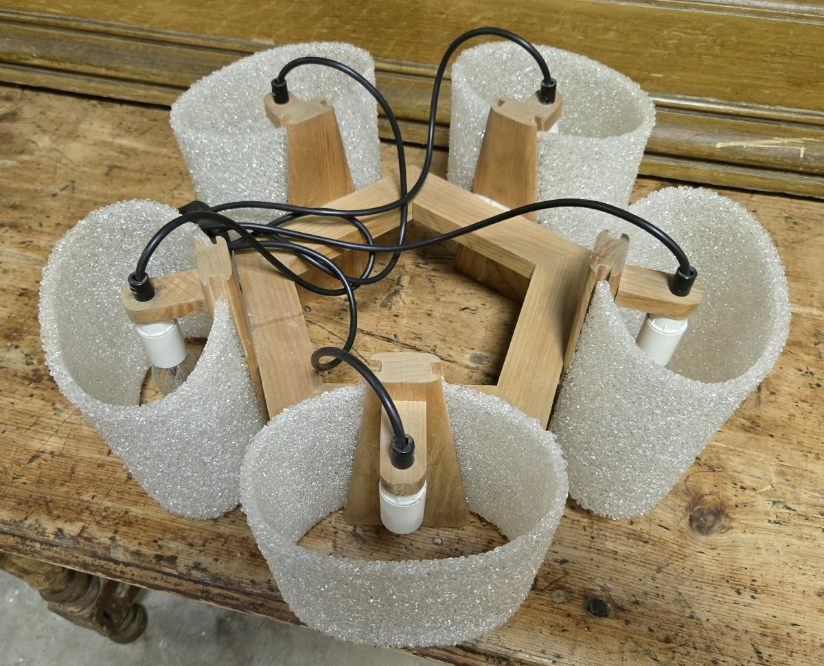 Scandinavian Teak And Perspex Chandelier From The 60s Vintage Design Decor -photo-7