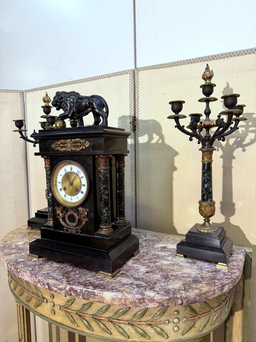 Garniture au lion Empire en bronze -photo-5