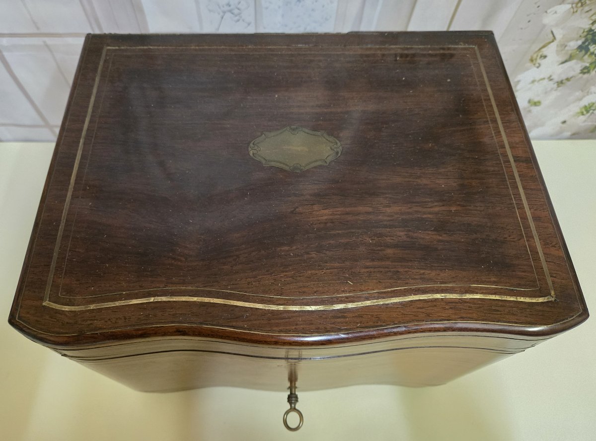 Rosewood Liquor Cabinet With Gilded Brass Inlays-photo-3
