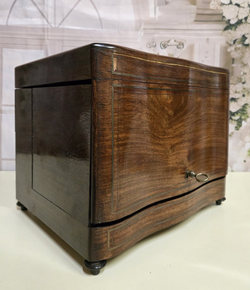 Rosewood Liquor Cabinet With Gilded Brass Inlays-photo-4