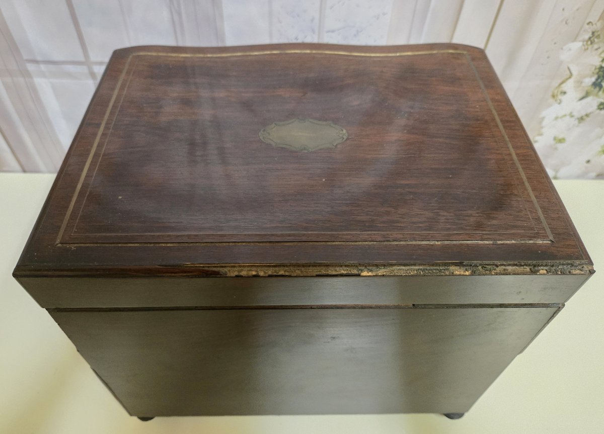 Rosewood Liquor Cabinet With Gilded Brass Inlays-photo-6